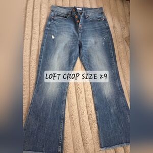 LOFT Blue Cropped Button-Fly Jeans